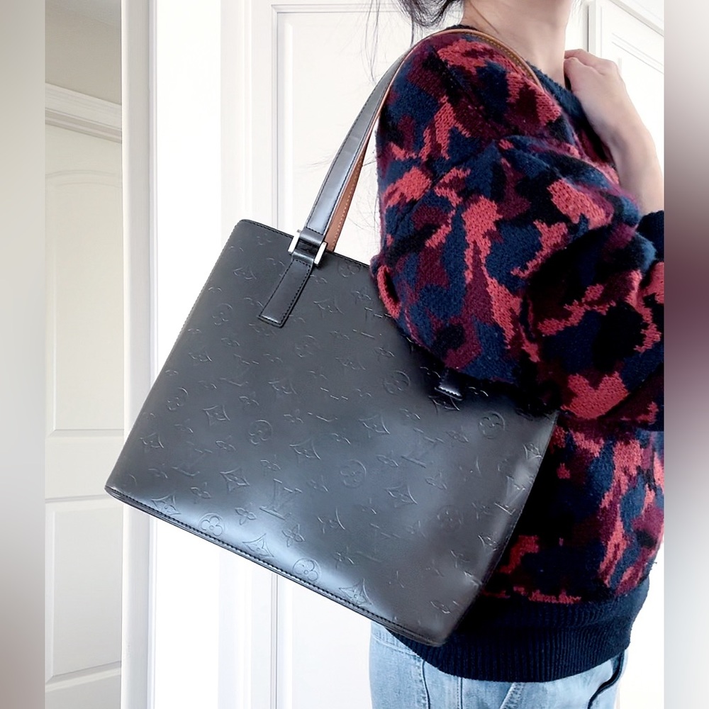 Dark Gray Louis Vuitton Monogram Mat Stockton Tote Bag - Picture 13 of 15